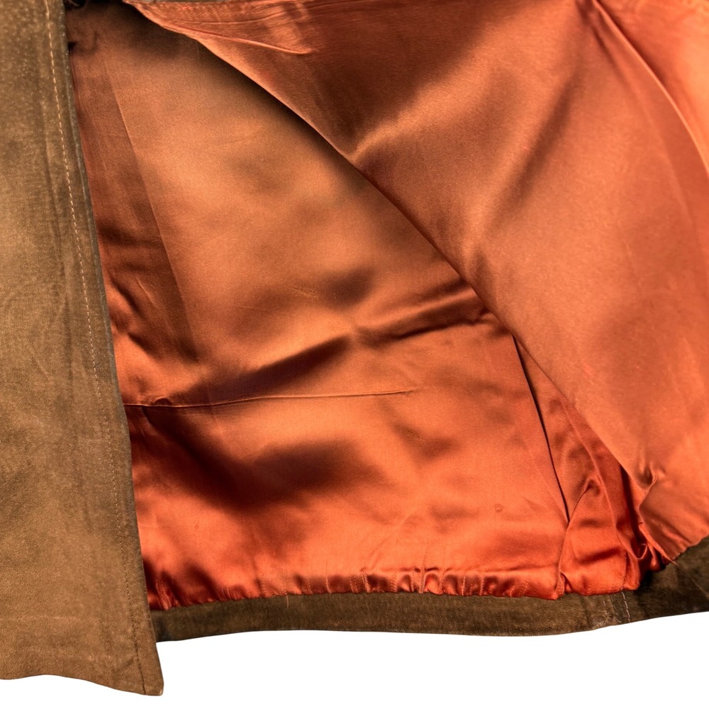 Vintage 70s Suede Leather Midi Skirt Women 26 Brown Western Boho Paneled A-Line - Picture 3 of 11